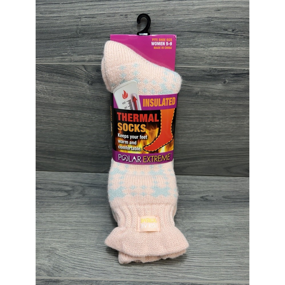Polar Extreme Thermal Sock Women's Shoe Size 5-9 1 Pair Pink New Warm Winter